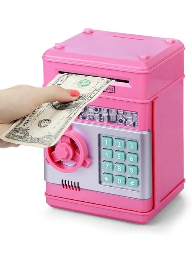 أوتاد بنك الخنزير للأطفال، رمز كلمة المرور الإلكتروني، بنك الصراف الآلي، صندوق الصندوق البنكي، حظر العملات، بنك بيغي بنك نقد، بنك صراف آتي، بنك العملات الإلكترونية للأطفال من عمر 3-12 سنة، صندوق توفير المال، بنك صراف آلي صغير، ألعاب لهدايا 3 4 5 6 7 8 9 10 11 12 سنة أولاد بنات (وردي) - Image 1